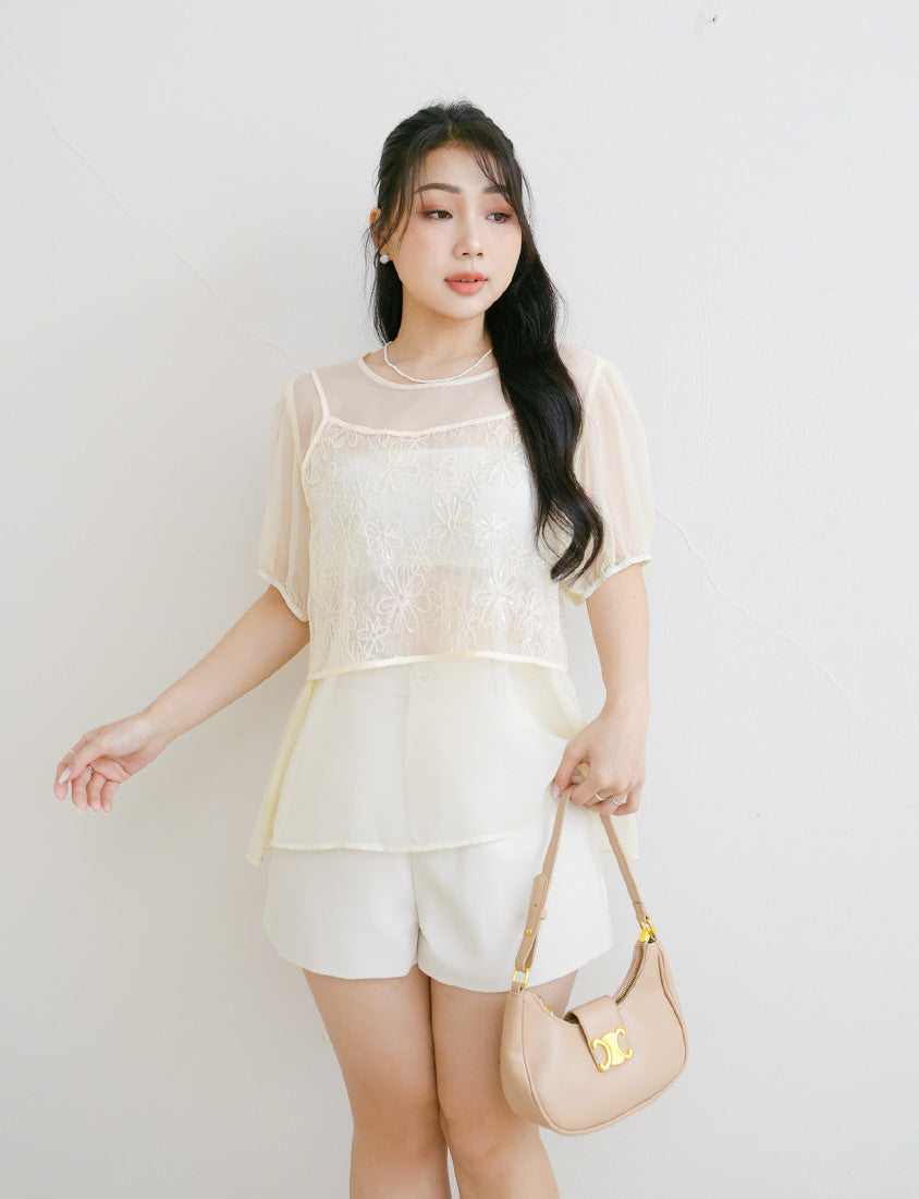 MISS. Sheer Lace Floral Plus Size Strap Cami