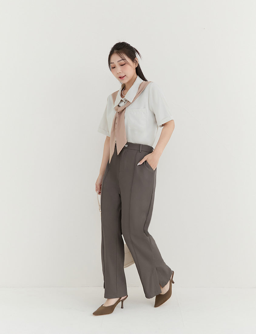 MISS. Morandi Faux Two Piece Plus Size Shirt (With Shawl)