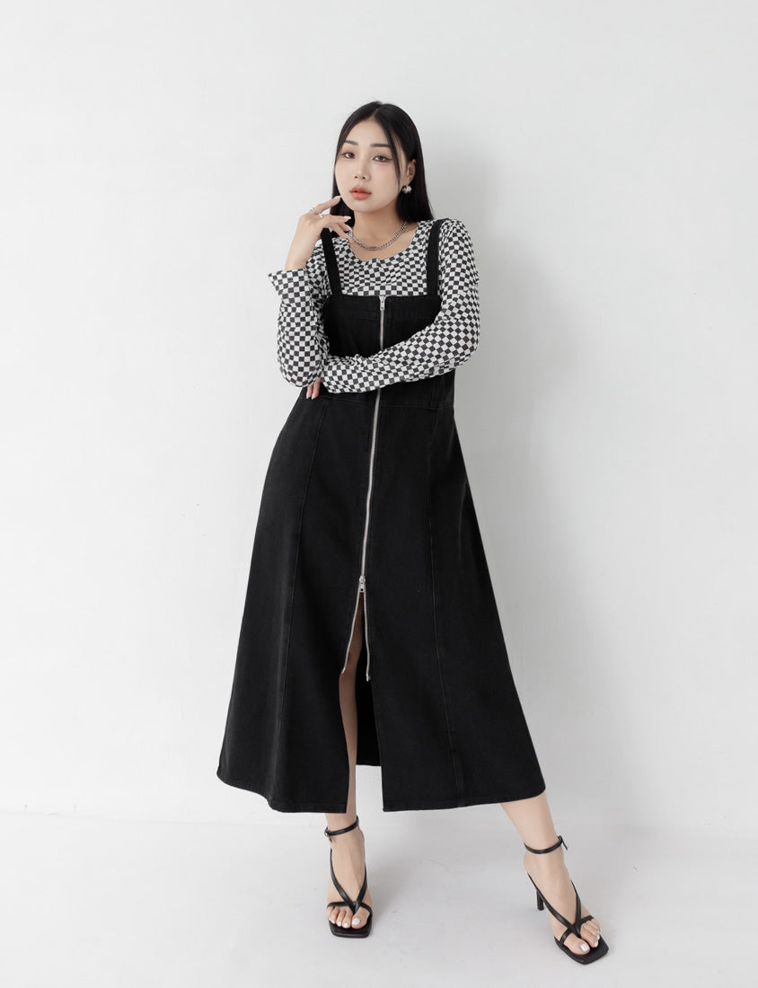 MUA! Sexy Checkered Mesh Long Sleeve Plus Size Top