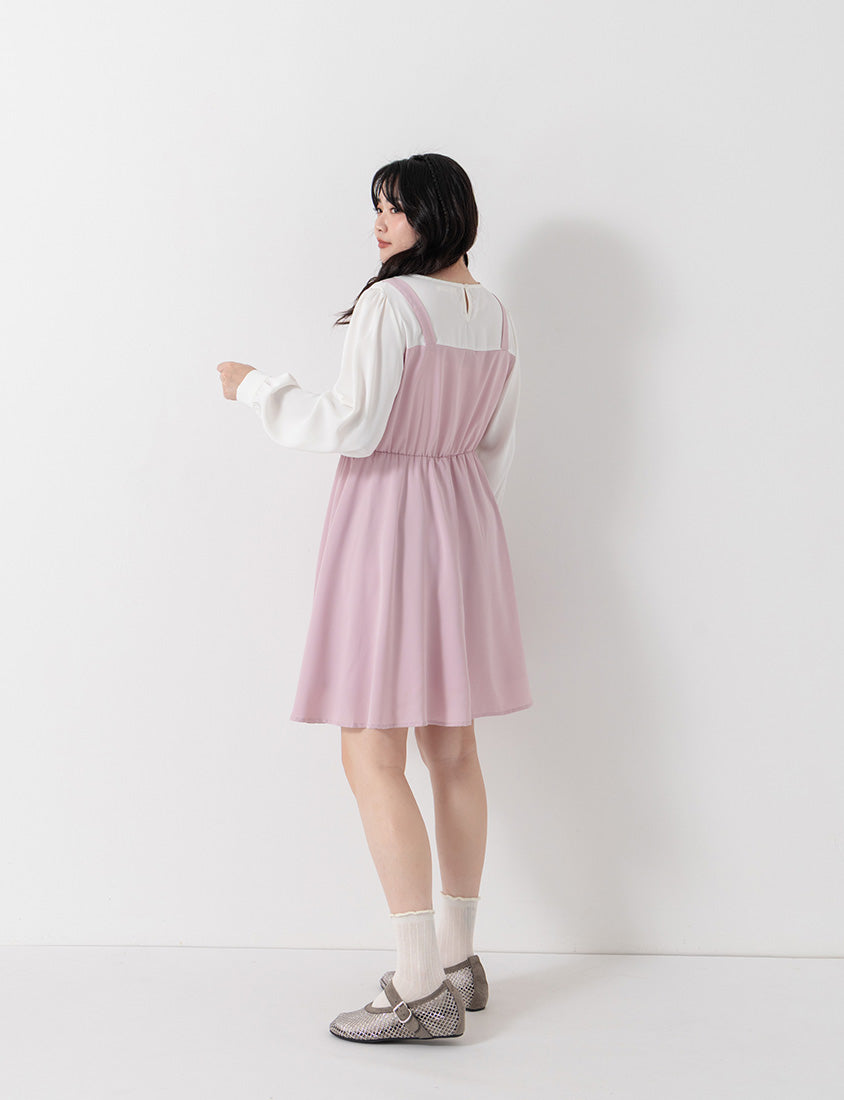 Sweet Slim Fit Faux Two-Piece Plus Size Mini Dress