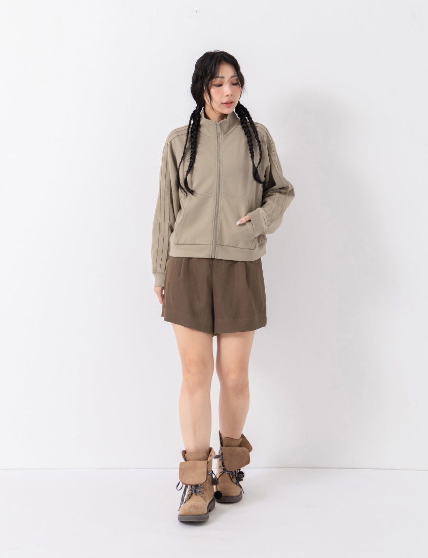 Webbing Contrast Cloud Cotton Cropped Plus Size Jacket