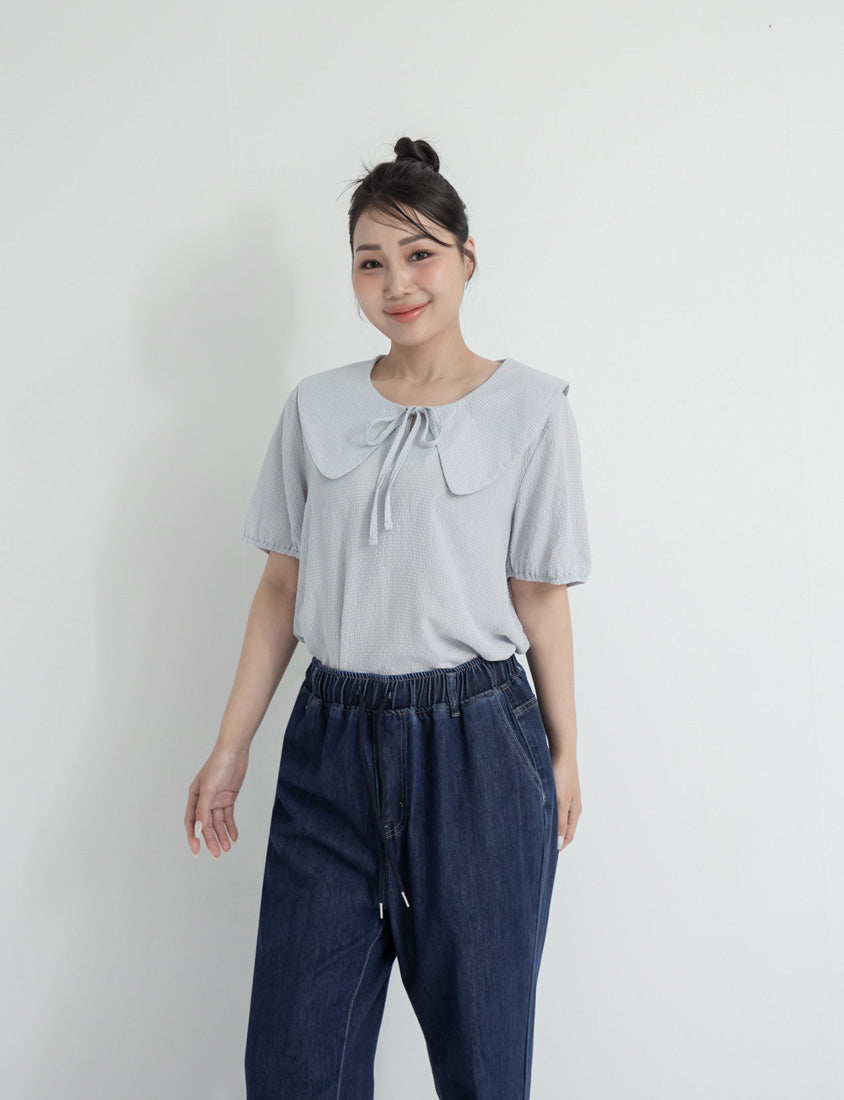 Cute Doll Collar Plaid Plus Size Shirt
