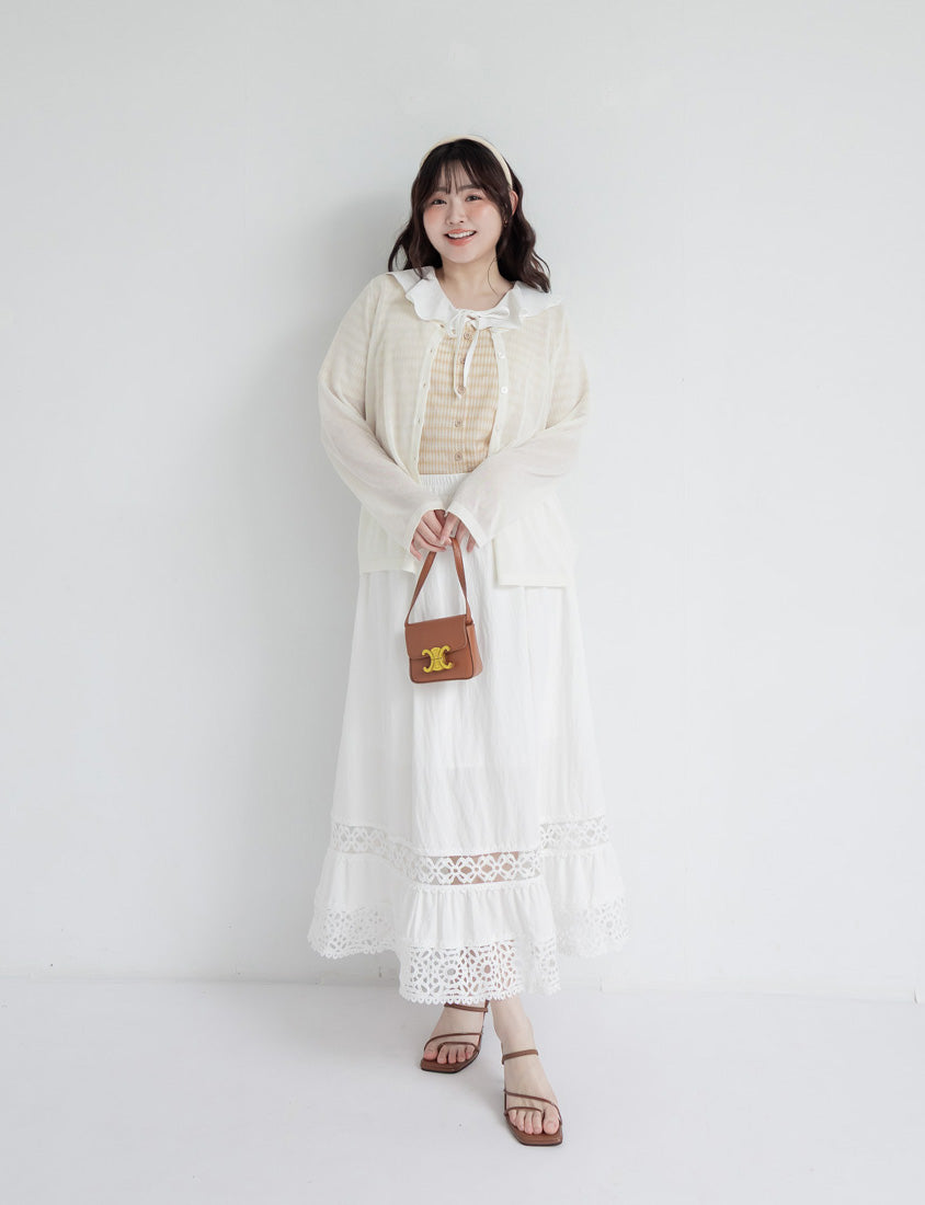Fresh Contrast Ruffle Plaid Plus Size Shirt