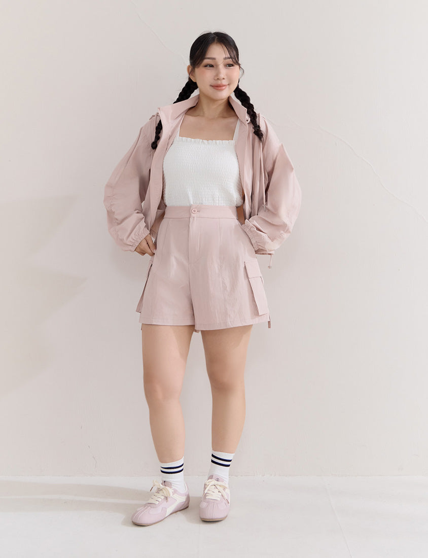 Instant Cooling UV-Protection Cropped Utility Hooded Plus Size Jacket