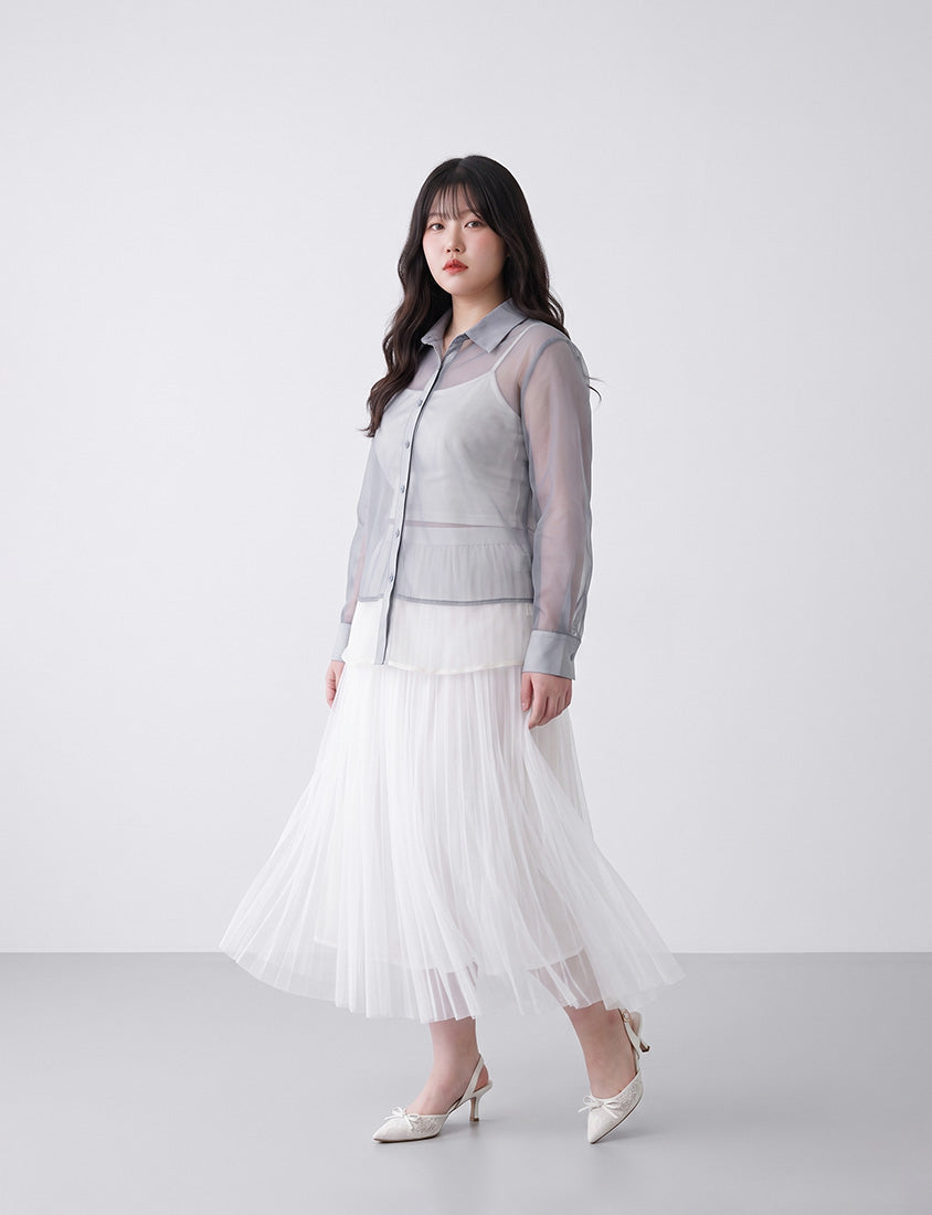 MISS. Japanese-Inspired Ethereal Sheer Layered Plus Size Shirt