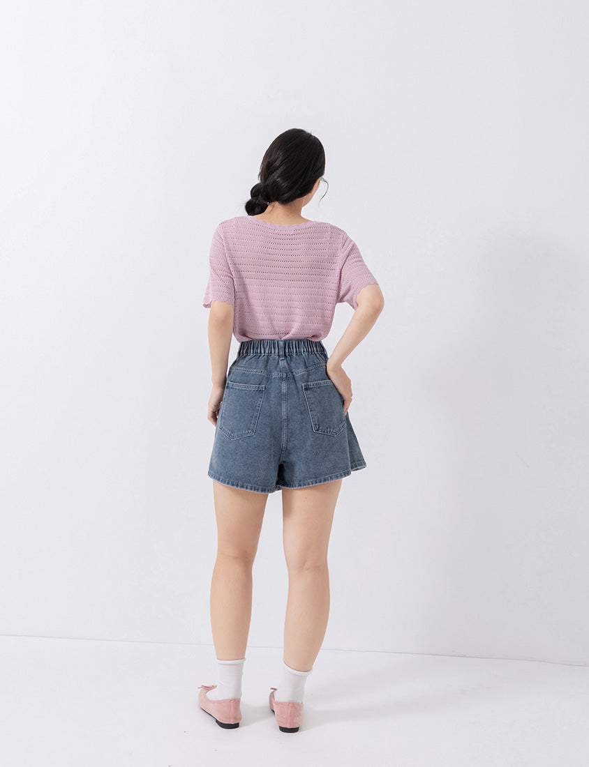Slim Fit A-Line Wrap Plus Size Denim Skort
