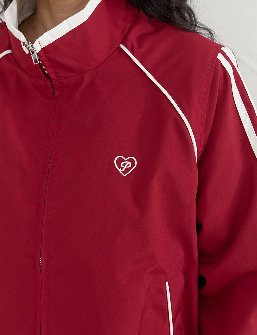 Korean-Inspired Retro Contrast Sporty Stand Collar Plus Size Jacket