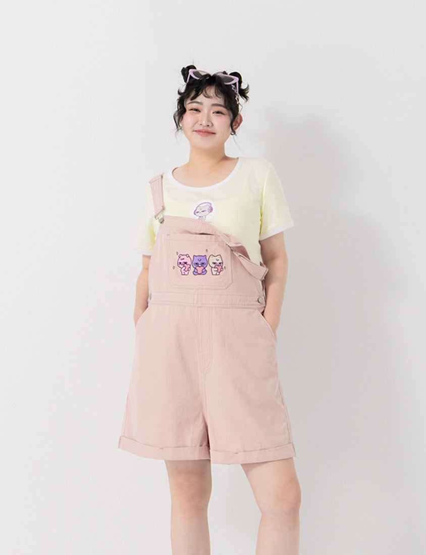 Poly Lulu x UGLY MEWS Collab Plus Size Overall Shorts