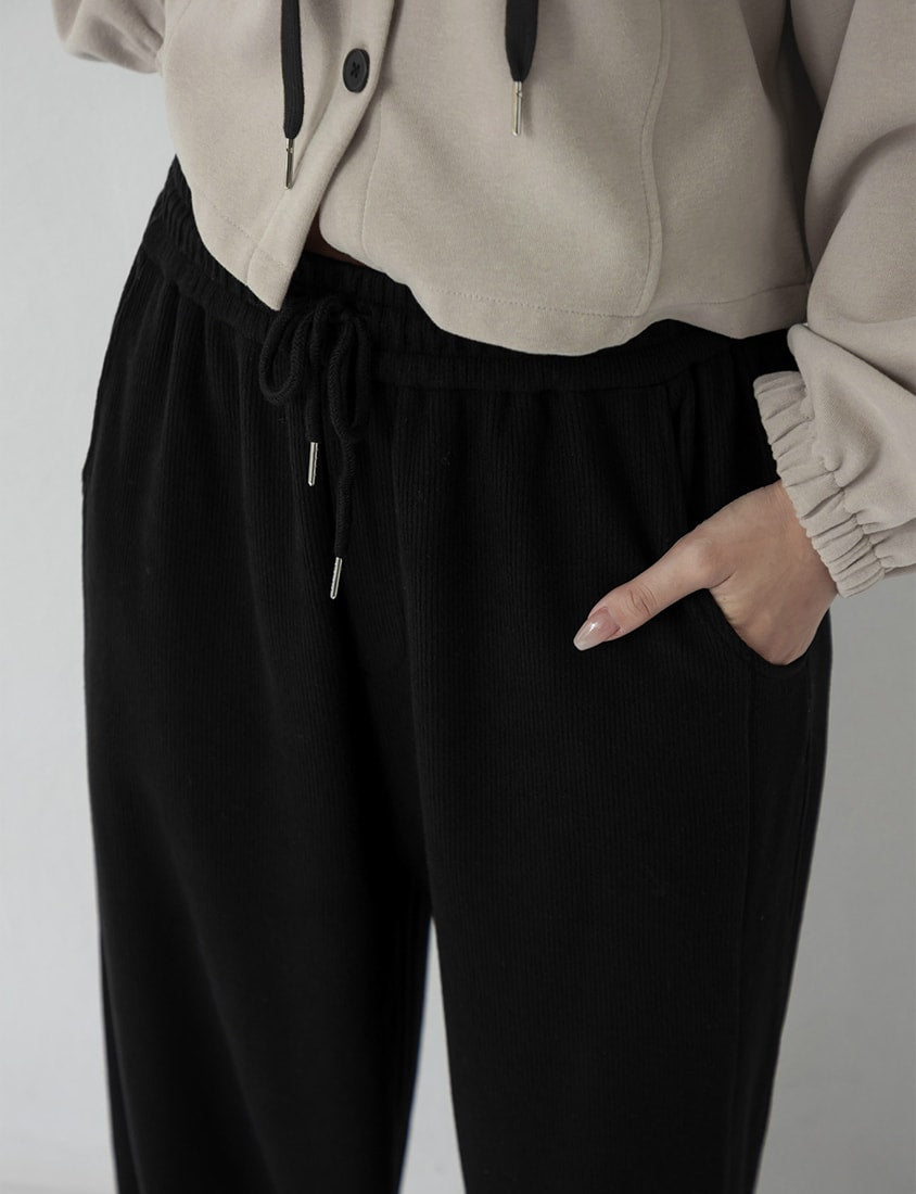 Comfy Slimming Drawstring Fine Plus Size Ribbed Pants