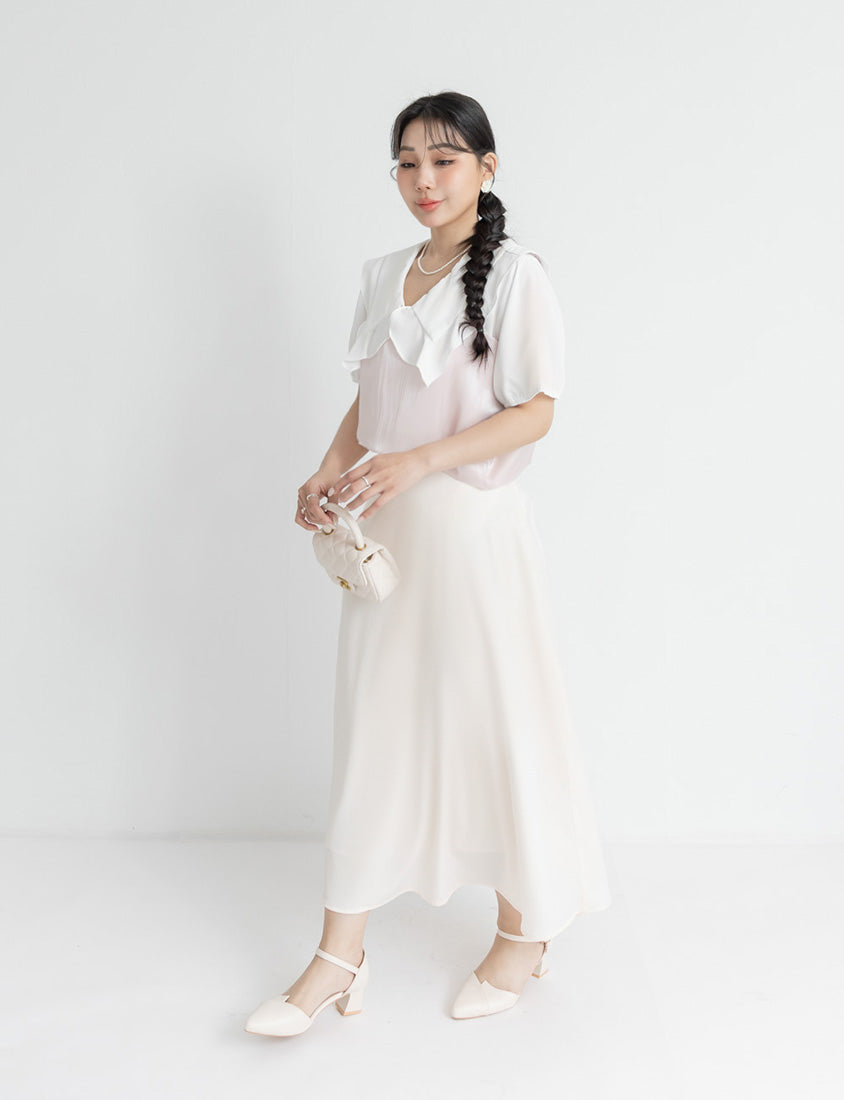 MISS. Ruffle Collar Chiffon Plus Size Shirt