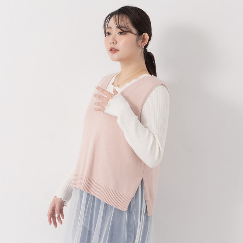 MISS. Soft Tencel Silky Wool Plus Size Knit Vest