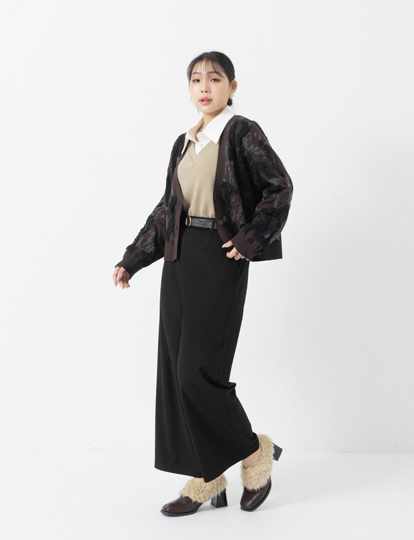 MISS. Japanese Vintage Jacquard Plus Size Knit Cardigan