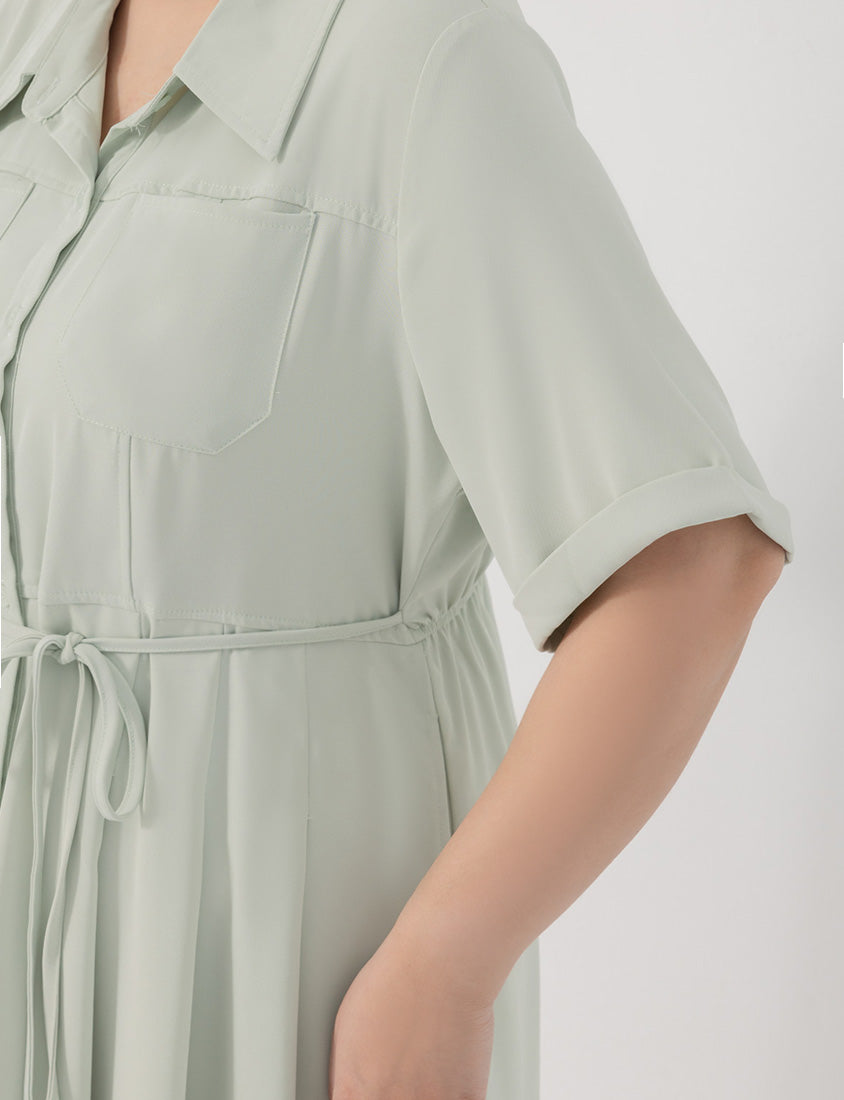 Vintage Japanese Style Button-Up Collar Plus Size Maxi Dress