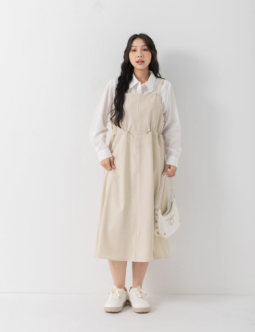 Adjustable Heart Button Strap Plus Size Maxi Dress