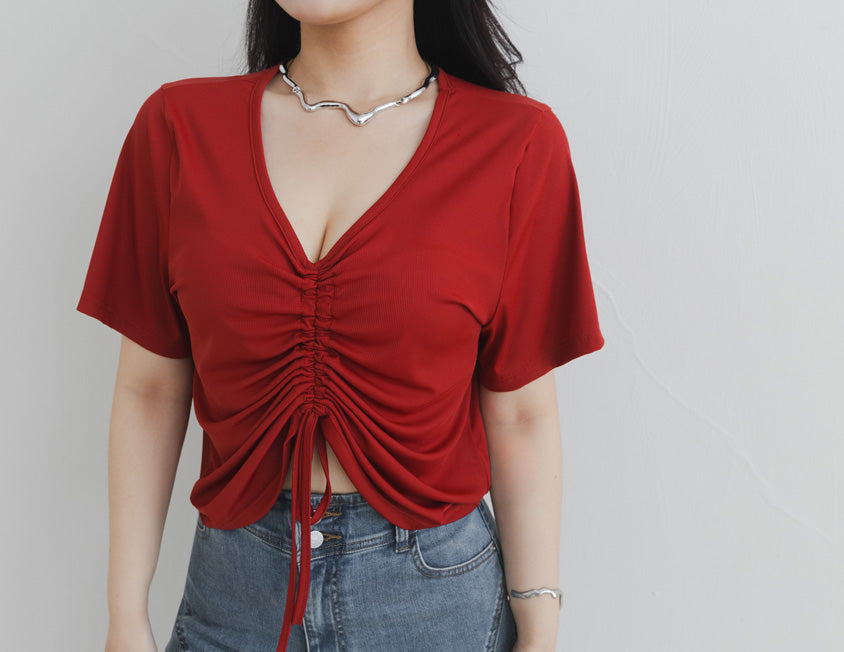 MUA! Silky Cool-Girl Ruched Plus Size Short Sleeve Top