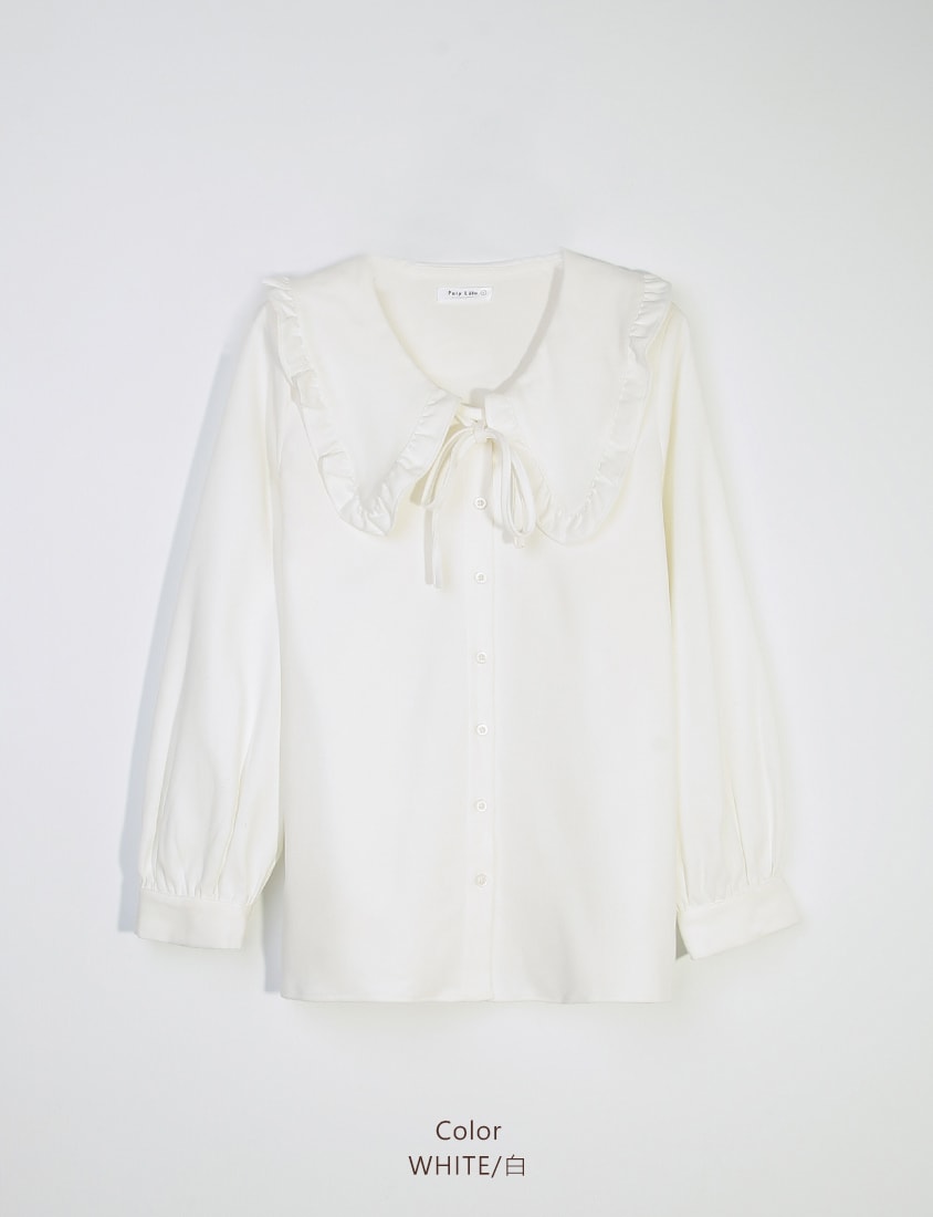 Classic Multi-Color Ruffle Tie Collar Plus Size Shirt