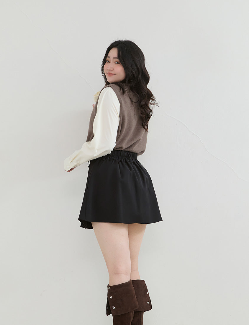 Preppy Cherry Embroidered Cropped Knit Plus Size Vest