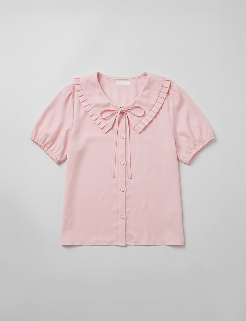 Statement Oversized Collar Tie-Waist Chiffon Plus Size Blouse