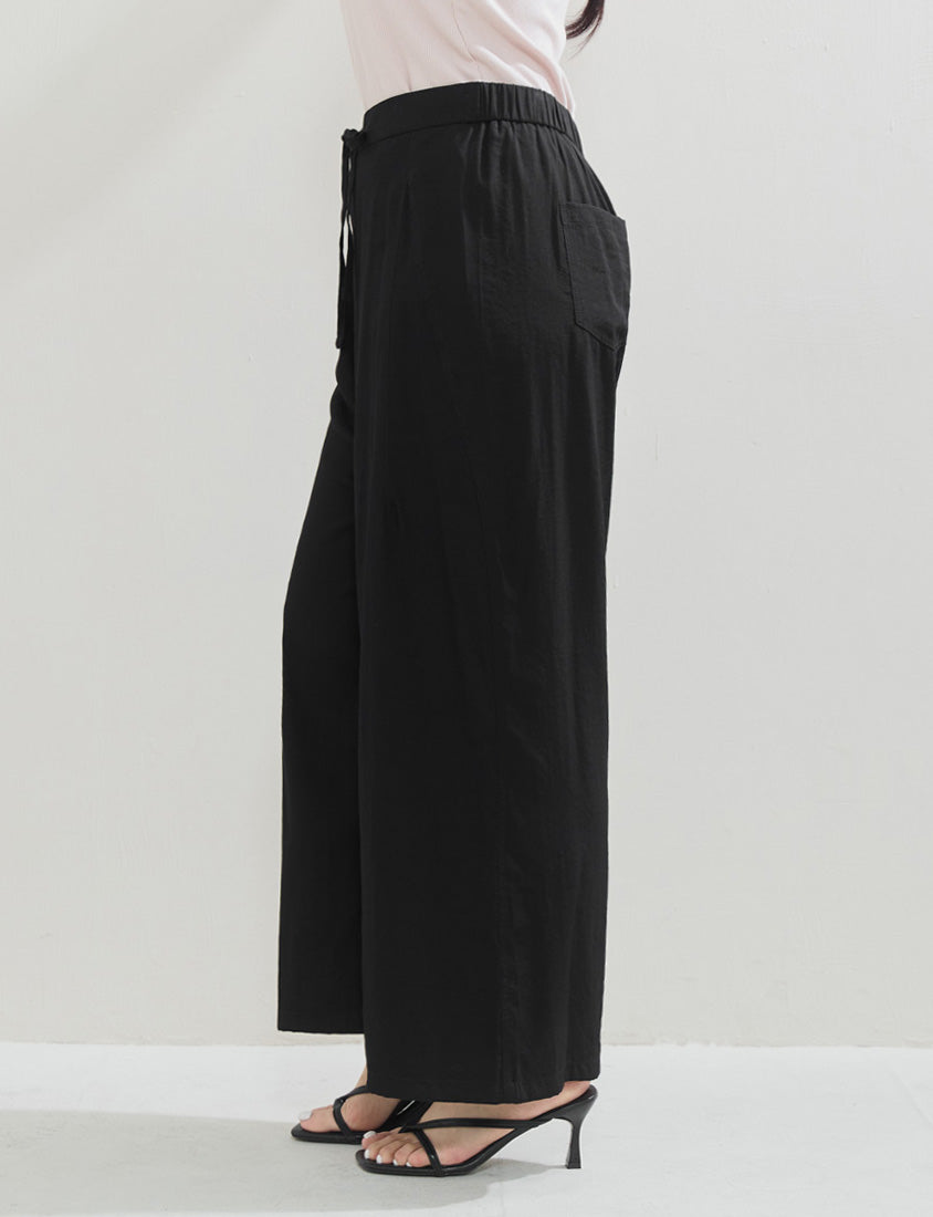 Lightweight Linen-Blend Plus Size Drawstring Pants