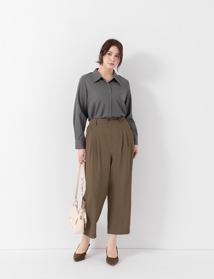 MISS. Minimal Breathable Lyocell Long Sleeve Plus Size Shirt