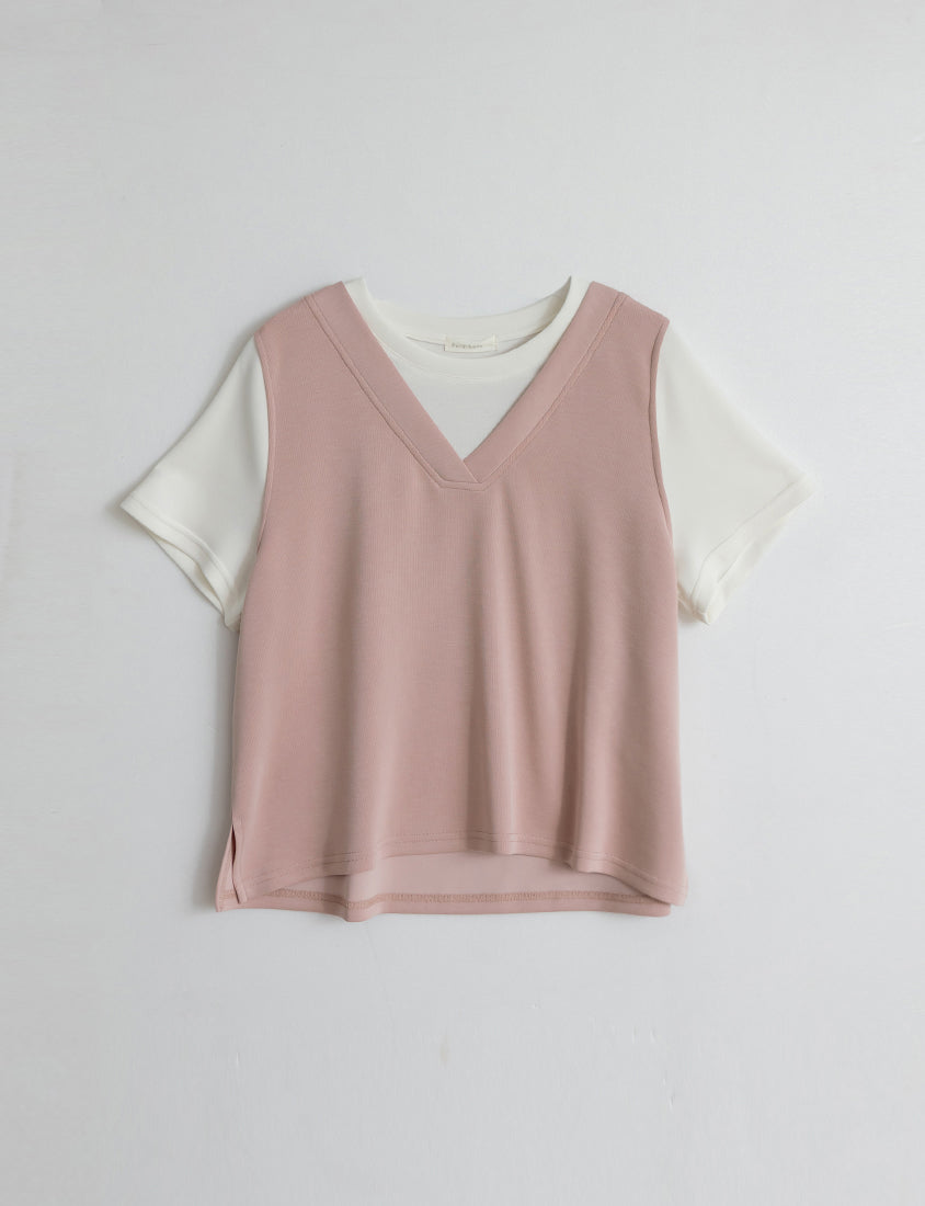 Instant Icy Cooling Cloud Cotton Faux Two Piece Plus Size Tee