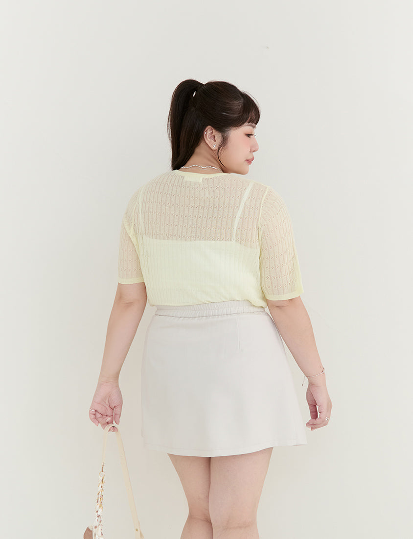 MISS. Lyocell Linen Ribbed Knit Plus Size Cardigan