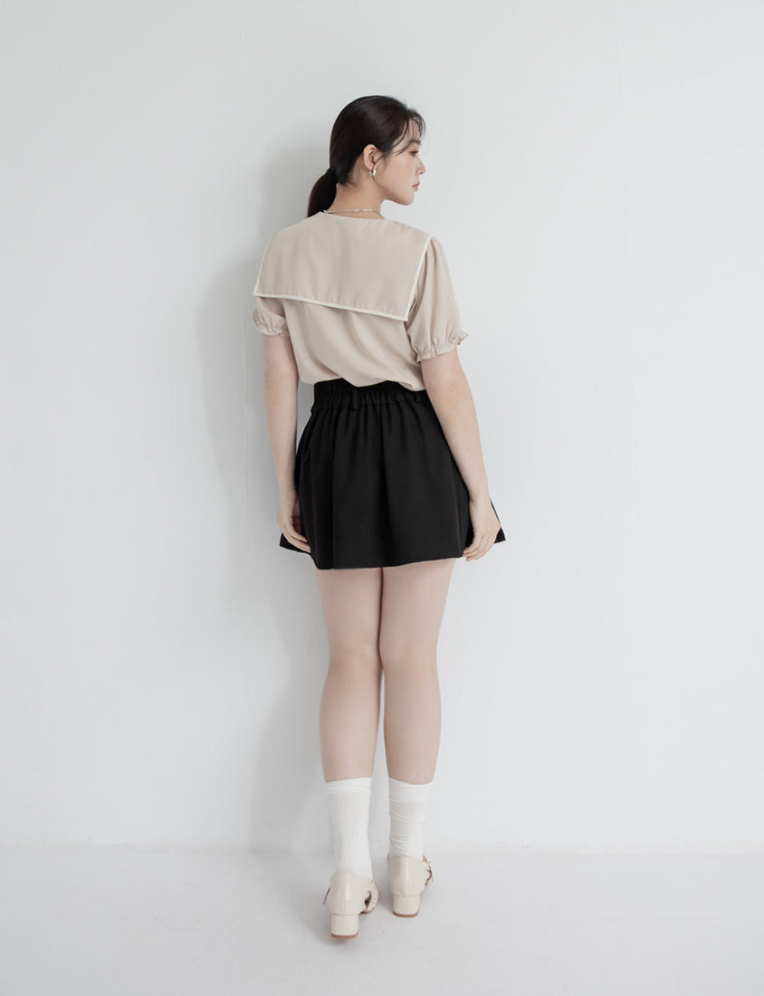 MISS. High Waist Tummy Flattering Pleated Tailored Plus Size Mini Skirt