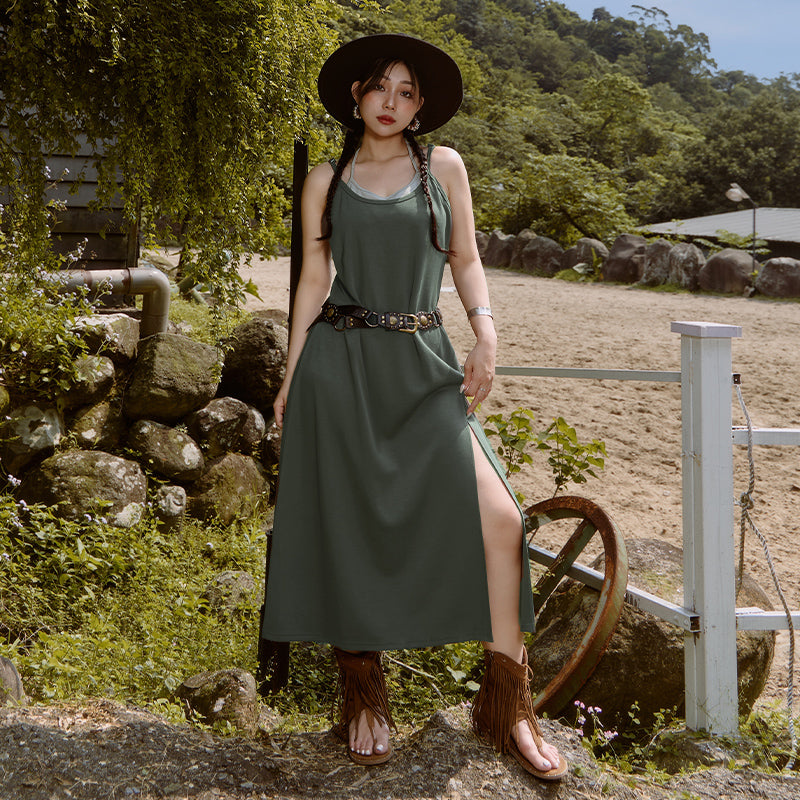 MUA! Cloud Cotton Faux Two Piece Plus Size Maxi Dress
