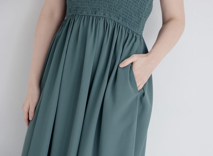 Adjustable Elastic Strap Twill Plus Size Dress