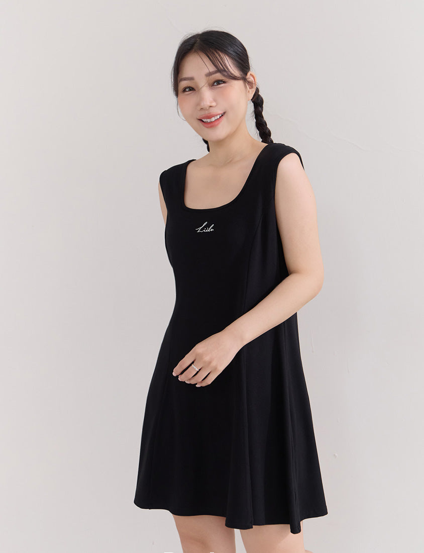 Embroidered Elastic Waist Plus Size Mini Dress