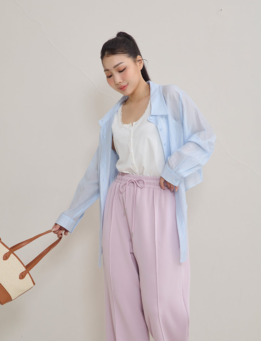 Instant Cool Cloud Cotton Stitch Slit Plus Size Wide Pants