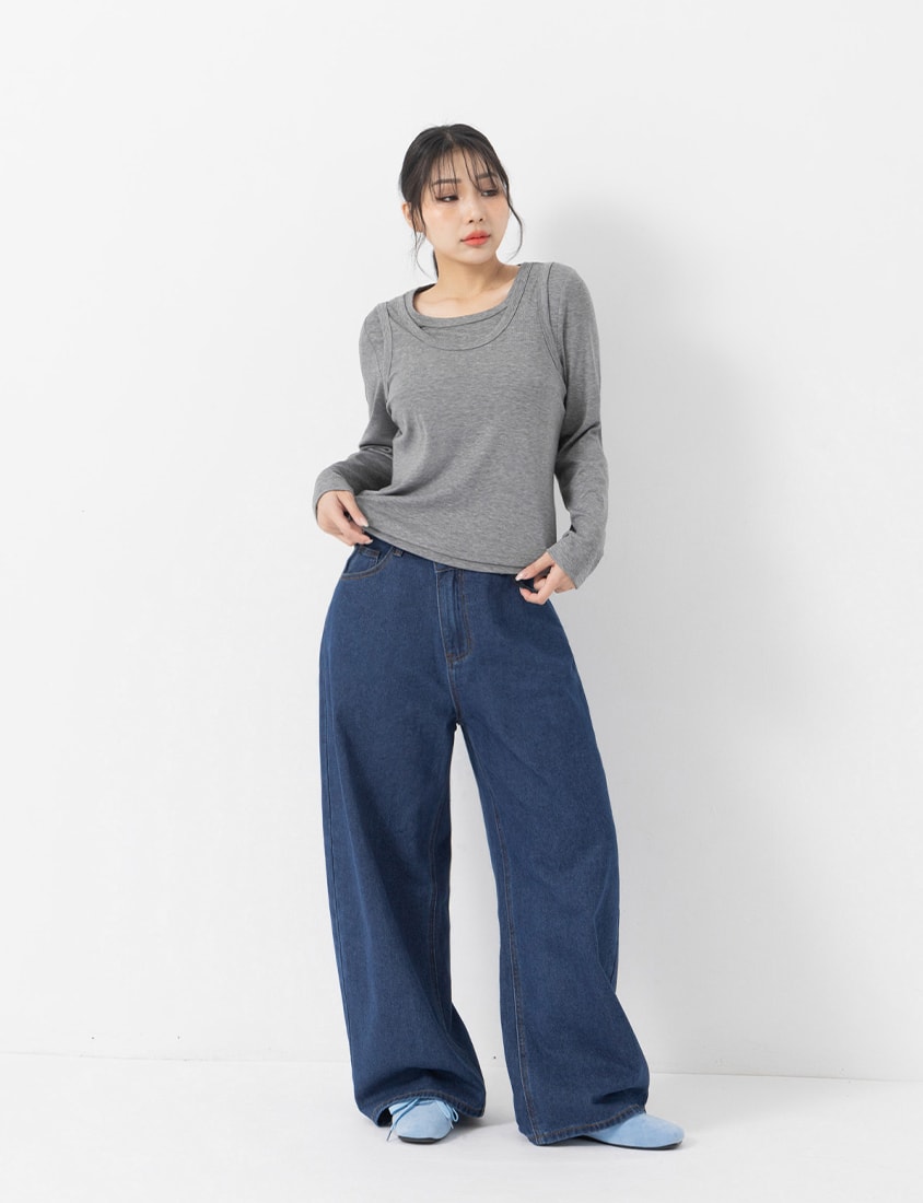 Soft Tencel Wool Plus Size Two-Piece Top (With Inner Top)