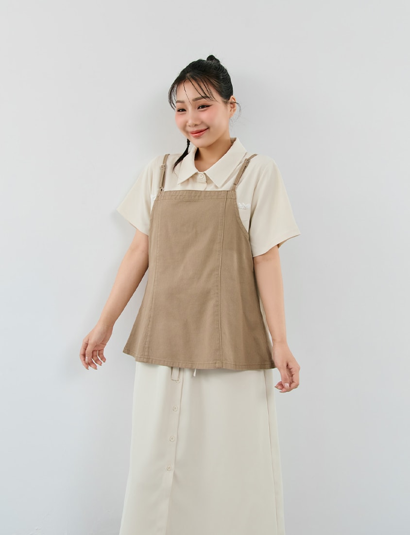 Adjustable Tie Strap Twill Layering Plus Size Camisole Vest
