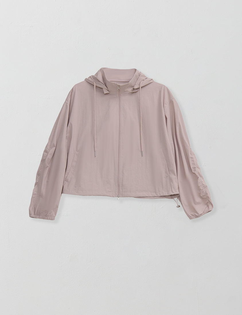 Instant Cooling UV-Protection Cropped Utility Hooded Plus Size Jacket