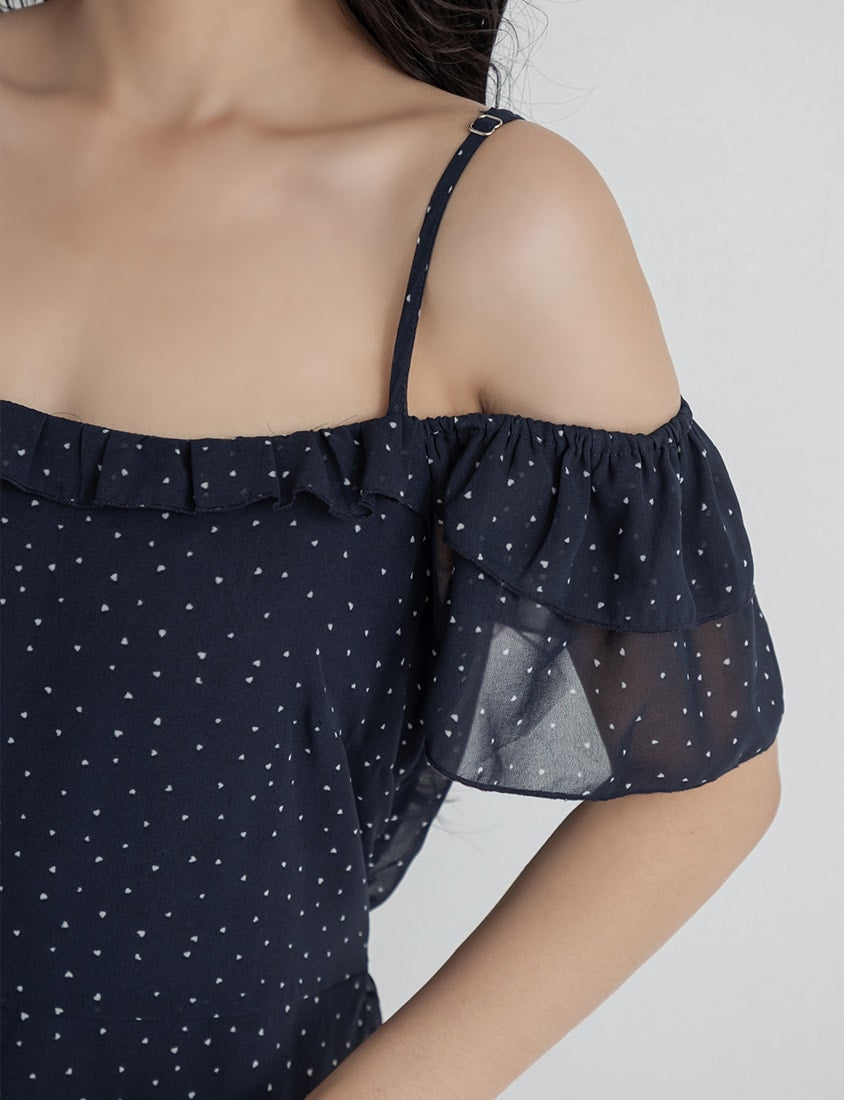 Heart Print Off-Shoulder Plus Size Cami Maxi Dress