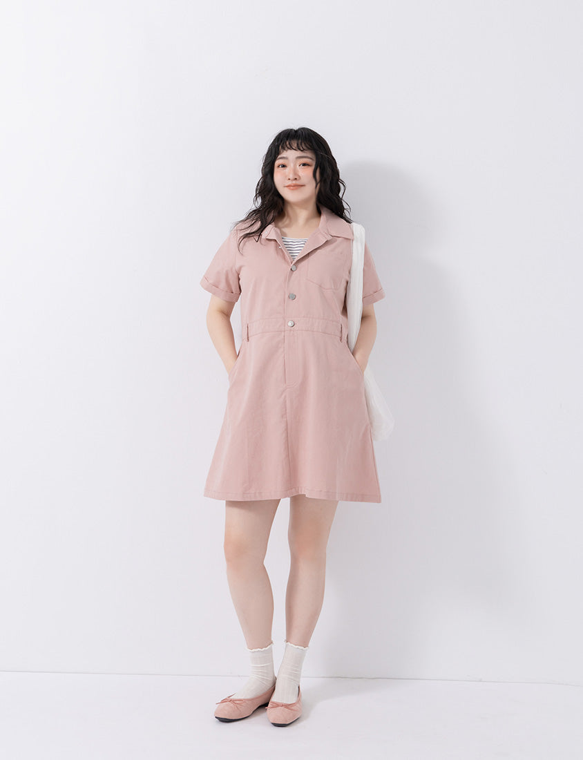 Faux Two Piece Lightweight Utility Twill Plus Size Dress