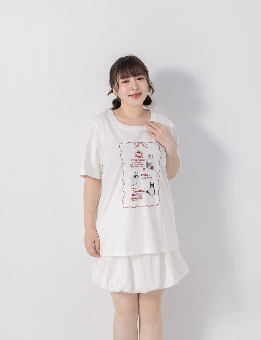Cute Cat Print Oversized Plus Size Tee