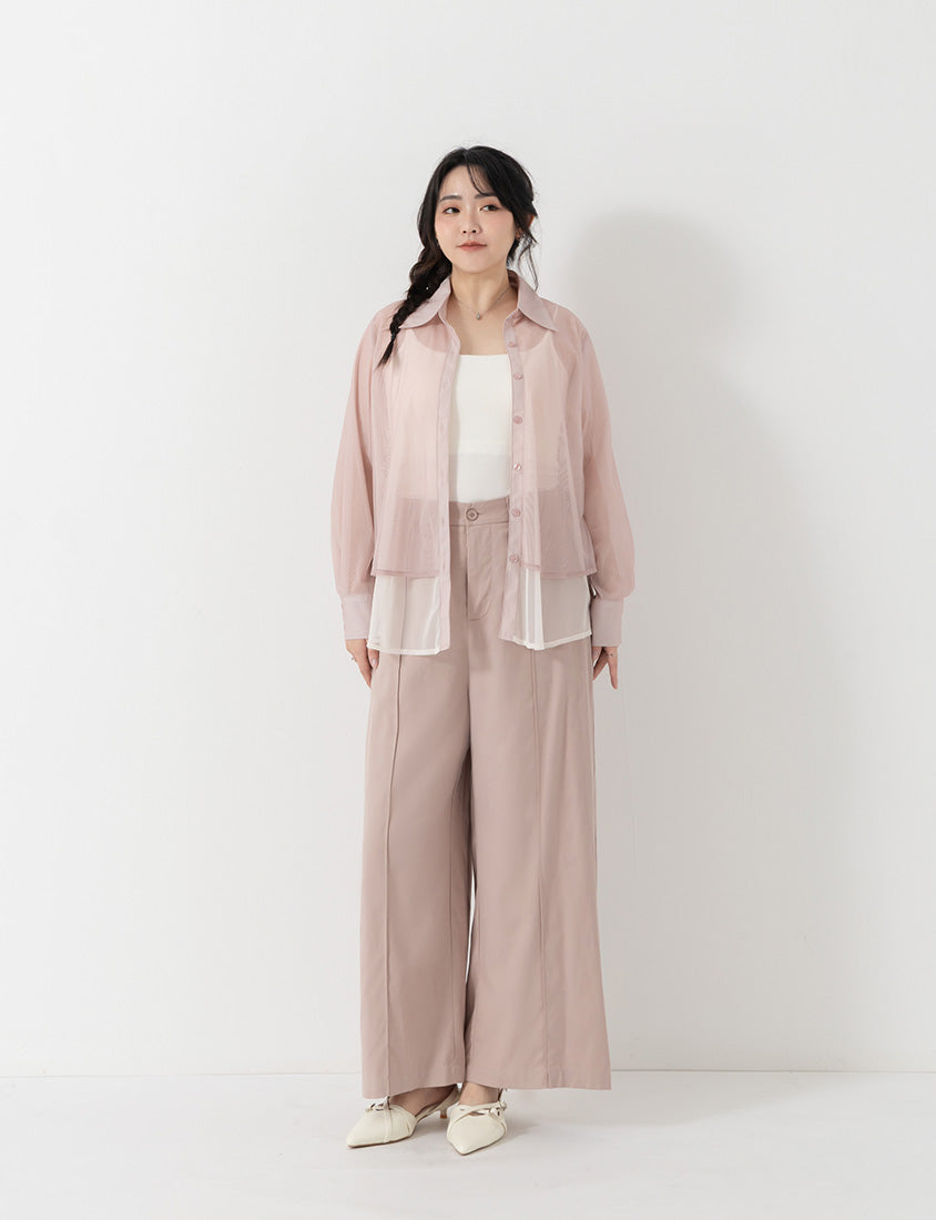 MISS. Japanese-Inspired Ethereal Sheer Layered Plus Size Shirt
