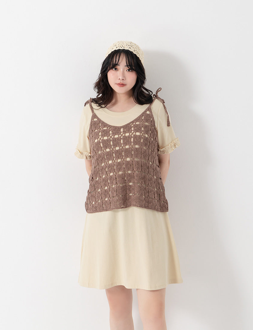 Japanese-Inspired Floral Lace Plus Size Two-Piece Dress Set