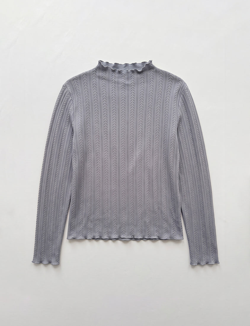 Soft Cable Knit Ribbed Rolled Edges Long Sleeve Plus Size Top