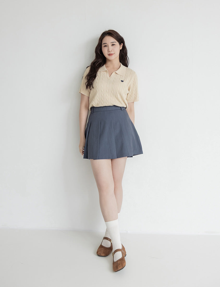 Sweet Preppy Pleated Plus Size Skort