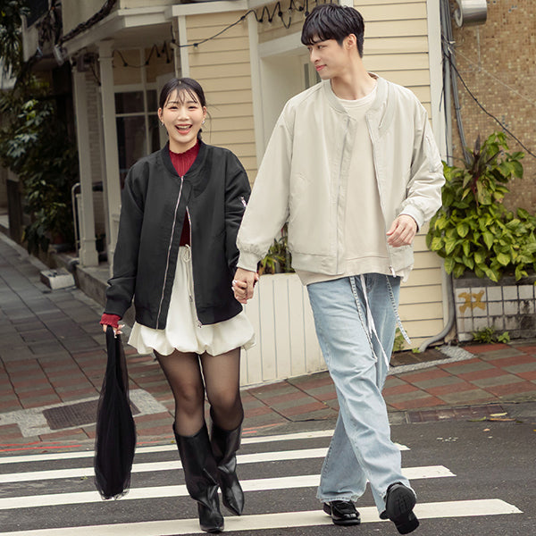 Matching Moments Asymmetric Plus Size Oversized Bomber Jacket (Unisex)