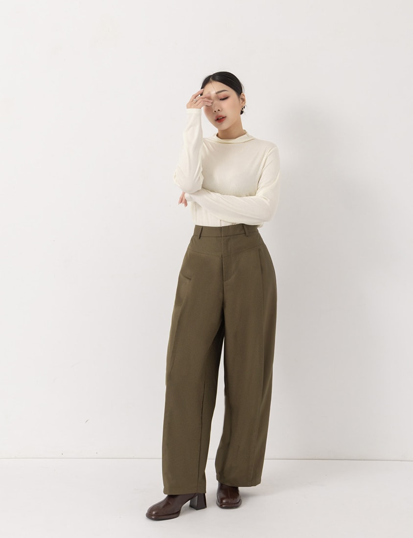 MUA! Topstitched Design Elastic Back Plus Size Tapered Pants