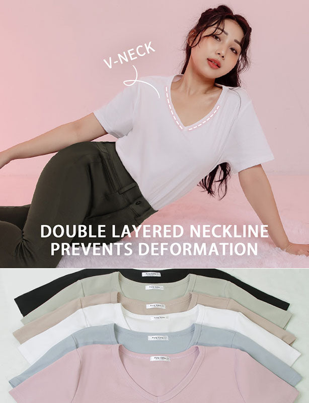 V-Neck Multicolor Plus Size Comfy Slim Tee
