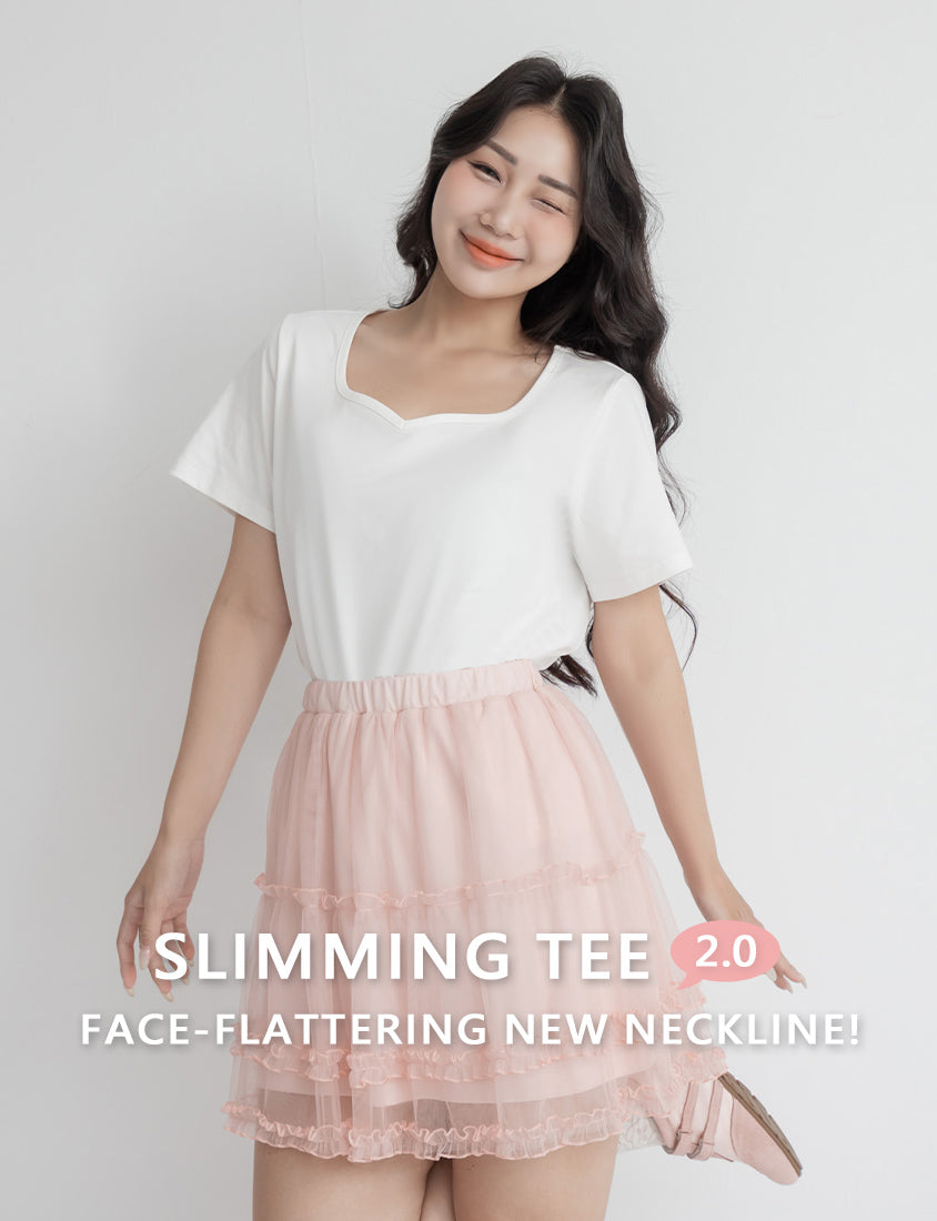Upgraded 2.0! Sweetheart Neckline Plus Size Slim Tee
