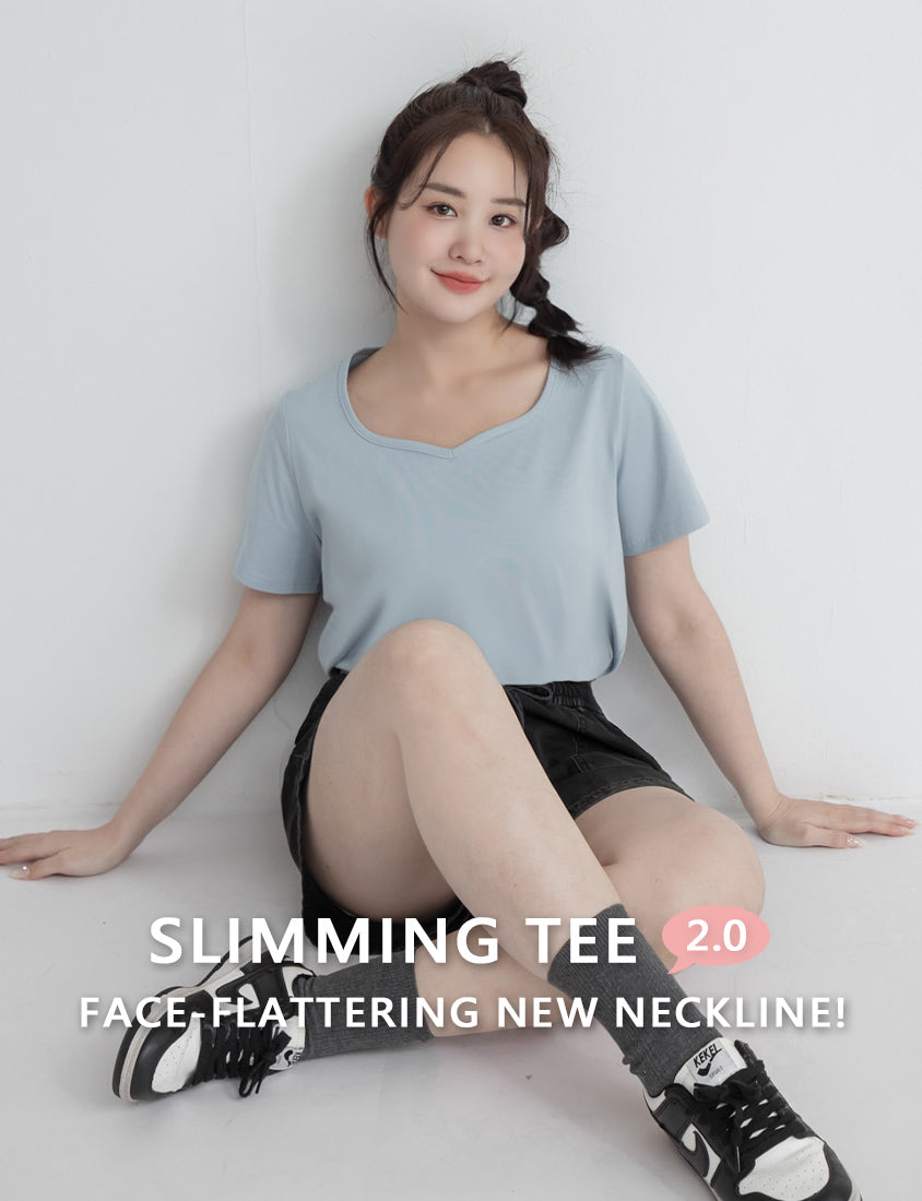 Upgraded 2.0! Sweetheart Neckline Plus Size Slim Tee