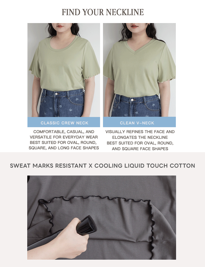 (Crew Neck) Zero Sweat Mark Cooling Plus Size Tee
