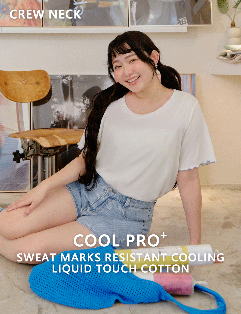 (Crew Neck) Zero Sweat Mark Cooling Plus Size Tee