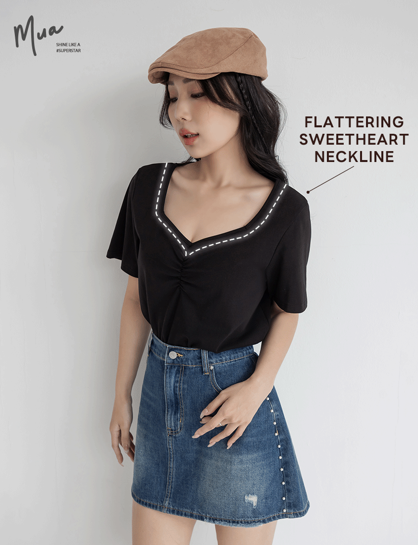 MUA! Sweet & Sexy Sweetheart Neck Cropped Plus Size Tee