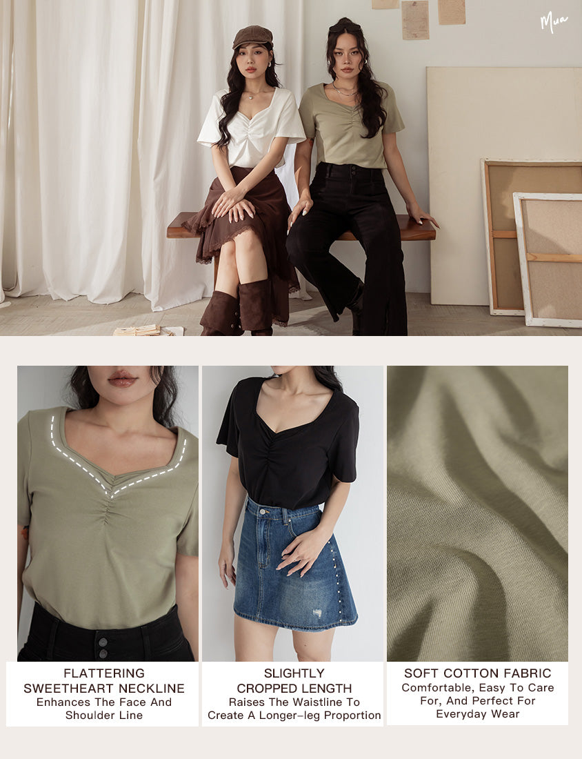 MUA! Sweet & Sexy Sweetheart Neck Cropped Plus Size Tee